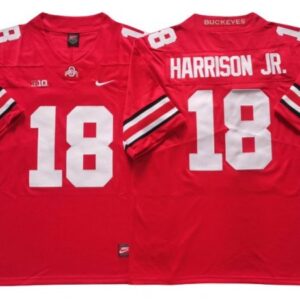 Ohio State Buckeyes 18 Marvin Harrison Jr Red Football Jersey