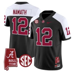 Joe Namath Jersey 12 Alabama Crimson Tide Throwback Map Stitched Black Alter