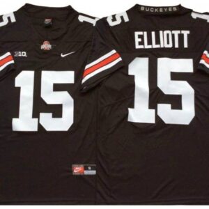 Ohio State Buckeyes 15 Ezekiel Elliott Blackwhite Football Jersey