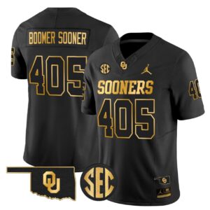 Boomer Sooner Jersey 405 Oklahoma Sooners 2025 Gold Stitched Black Gold
