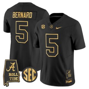 Germie Bernard Jersey 5 Alabama Crimson Tide 2025 Gold Stitched Black Gold