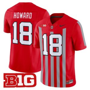 Will Howard Jersey 18 Ohio State Buckeyes Throwback Limited Stitched Red