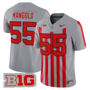 Nick Mangold Jersey 55 Ohio State Buckeyes Throwback Vapor Stitched Gray
