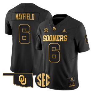 Baker Mayfield Jersey 6 Oklahoma Sooners 2025 Gold Limited Stitched Black Gold