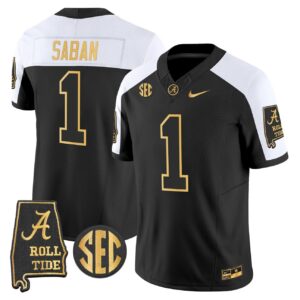 Nick Saban Jersey 1 Alabama Crimson Tide 2025 Gold Vapor Stitched Alternate