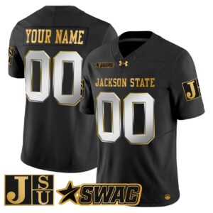 Custom Jackson State Tigers Jersey 2025 Gold Vapor Stitched Black Limited