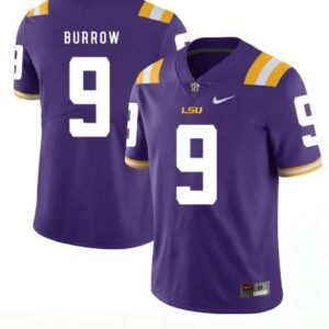 LSU Tigers #9 Joe Burrow Football Jersey Purple