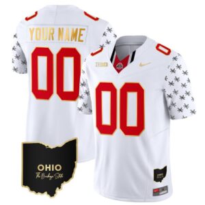 Custom Ohio State Buckeyes Jersey Name and Number College Football Alternate White Gold Trim