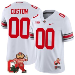 Custom Ohio State Buckeyes Jersey Name and Number Mascot Patch College Football White