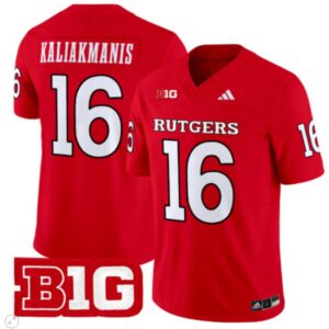 Athan Kaliakmanis Jersey #16 Rutgers Scarlet Knights Vapor Limited Football Red