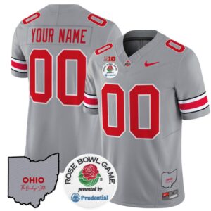 Custom Ohio State Buckeyes Jersey Rose Bowl Vapor Limited V2 Stitched Gray