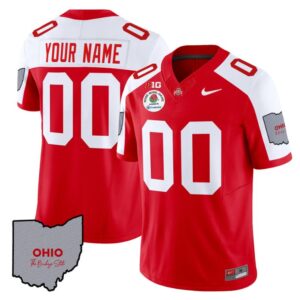 Custom Ohio State Buckeyes Jersey Rose Bowl Vapor Football V3 Red Alternate