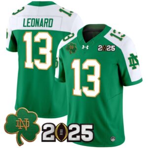 Riley Leonard Jersey #13 Notre Dame 2025 CFP Final Patch Green Alternate