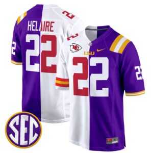 Clyde Edwards-Helaire  #22 LSU Tiger Split Game College  Stitched