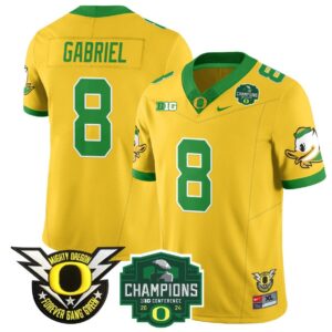 Dillon Gabriel  #8 Oregon Ducks 2024 Big Ten Champions  Yellow