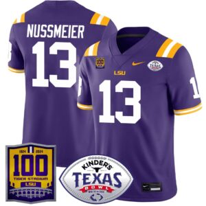 Garrett Nussmeier  #13 LSU Tigers Texas Bowl Patch  Purple
