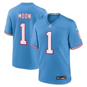 Warren Moon Tennessee Titans Oilers Throwback Retired Player Game  - Light Blue