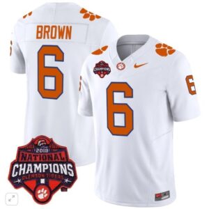 Tyler Brown  #6 Clemson Tigers National Champions Patch Vapor  All  White