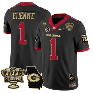Trevor Etienne  #1 Georgia Bulldogs Sugar Bowl Georgia Map Vapor  Black Gold