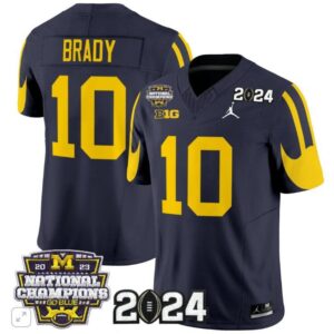 Tom Brady  #10 Michigan Wolverines 2024 CFP National Champions Vapor  Navy