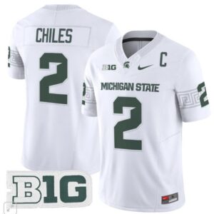 Aidan Chiles  #2 Michigan State Spartans Home Vapor B1G Patch College   White