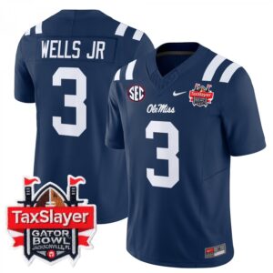 Antwane Wells Jr.  #3 Ole Miss Rebels Gator Bowl Patch Vapor   Navy