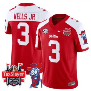 Antwane Wells Jr.  #3 Ole Miss Rebels Gator Bowl Patch Vapor   Red Alternate