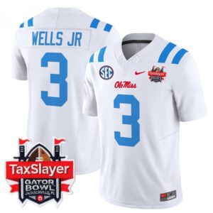 Antwane Wells Jr.  #3 Ole Miss Rebels Gator Bowl Patch Vapor   White