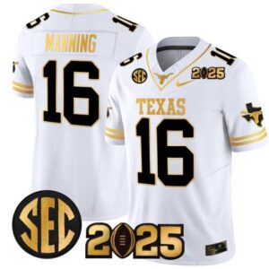 Arch Manning  #16 Texas Longhorns 2025 CFP Final Patch   White Gold