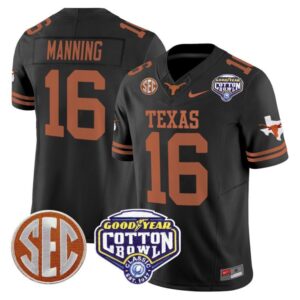 Arch Manning  #16 Texas Longhorns Cotton Bowl Patch College   Black