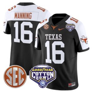 Arch Manning  #16 Texas Longhorns Cotton Bowl Patch College   Black Alternate