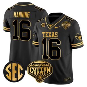 Arch Manning  #16 Texas Longhorns Cotton Bowl Patch College   Black Gold