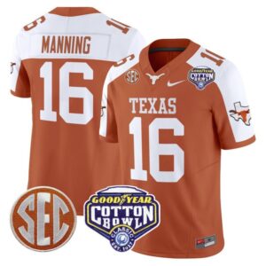 Arch Manning  #16 Texas Longhorns Cotton Bowl Patch College   Orange Alternate