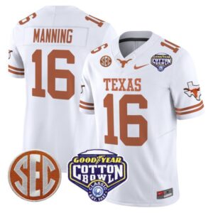 Arch Manning  #16 Texas Longhorns Cotton Bowl Patch College   White