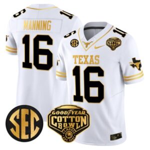 Arch Manning  #16 Texas Longhorns Cotton Bowl Patch College   White Gold