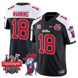 Archie Manning  #18 Ole Miss Rebels Gator Bowl Patch Vapor   Black Alternate