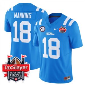 Archie Manning  #18 Ole Miss Rebels Gator Bowl Patch Vapor   Blue