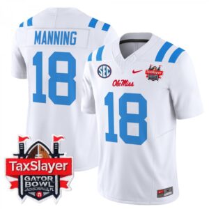 Archie Manning  #18 Ole Miss Rebels Gator Bowl Patch Vapor   White