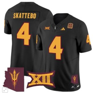 Arizona State Sun Devils Cam Skattebo  #4 Home Patch Vapor   Black