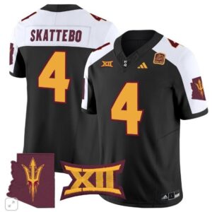 Arizona State Sun Devils Cam Skattebo  #4 Home Patch Vapor   Black Alternate