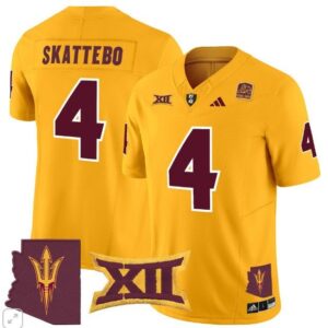 Arizona State Sun Devils Cam Skattebo  #4 Home Patch Vapor   Gold