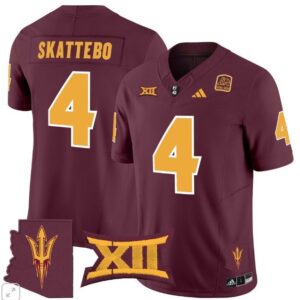 Arizona State Sun Devils Cam Skattebo  #4 Home Patch Vapor   Maroon