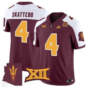 Arizona State Sun Devils Cam Skattebo  #4 Home Patch Vapor   Maroon Alternate
