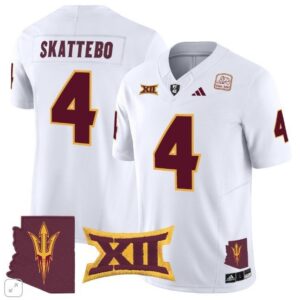 Arizona State Sun Devils Cam Skattebo  #4 Home Patch Vapor   White