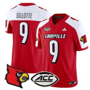 Ashton Gillotte  #9 Louisville Cardinals ACC Vapor Patch   Red Alternate