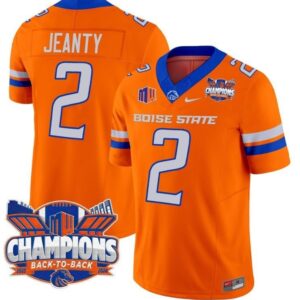 Ashton Jeanty  #2 Boise State Broncos Championship Back To Back   Orange