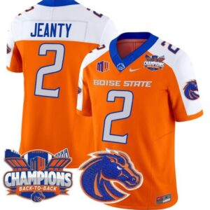 Ashton Jeanty  #2 Boise State Broncos Championship Back To Back   Orange Alter