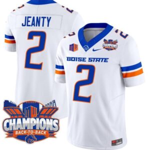 Ashton Jeanty  #2 Boise State Broncos Championship Back To Back   White