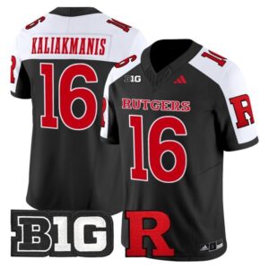 Athan Kaliakmanis  #16 Rutgers Scarlet Knights Vapor Patch   Black Alternate