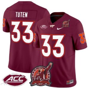 Bhayshul Tuten  #33 Virginia Tech Hokies Coach Frank Beamer Patch   Maroon